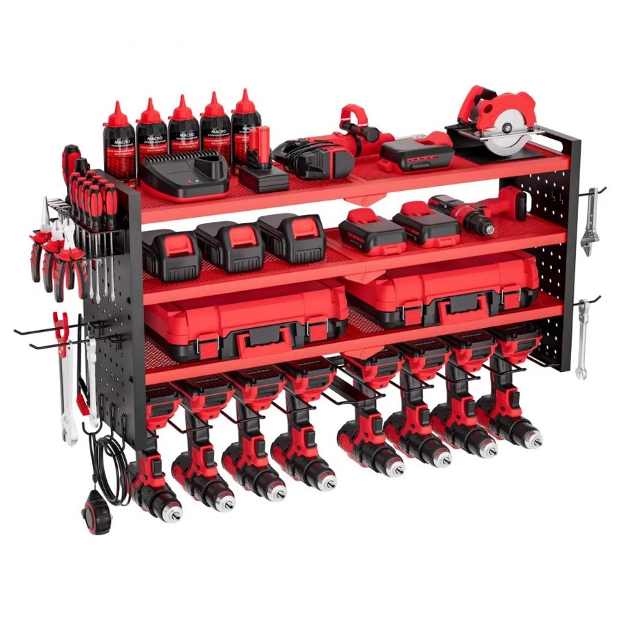 VEVOR Tool Holder for Wall – 4-Tier Rack, 8 Drill Slots