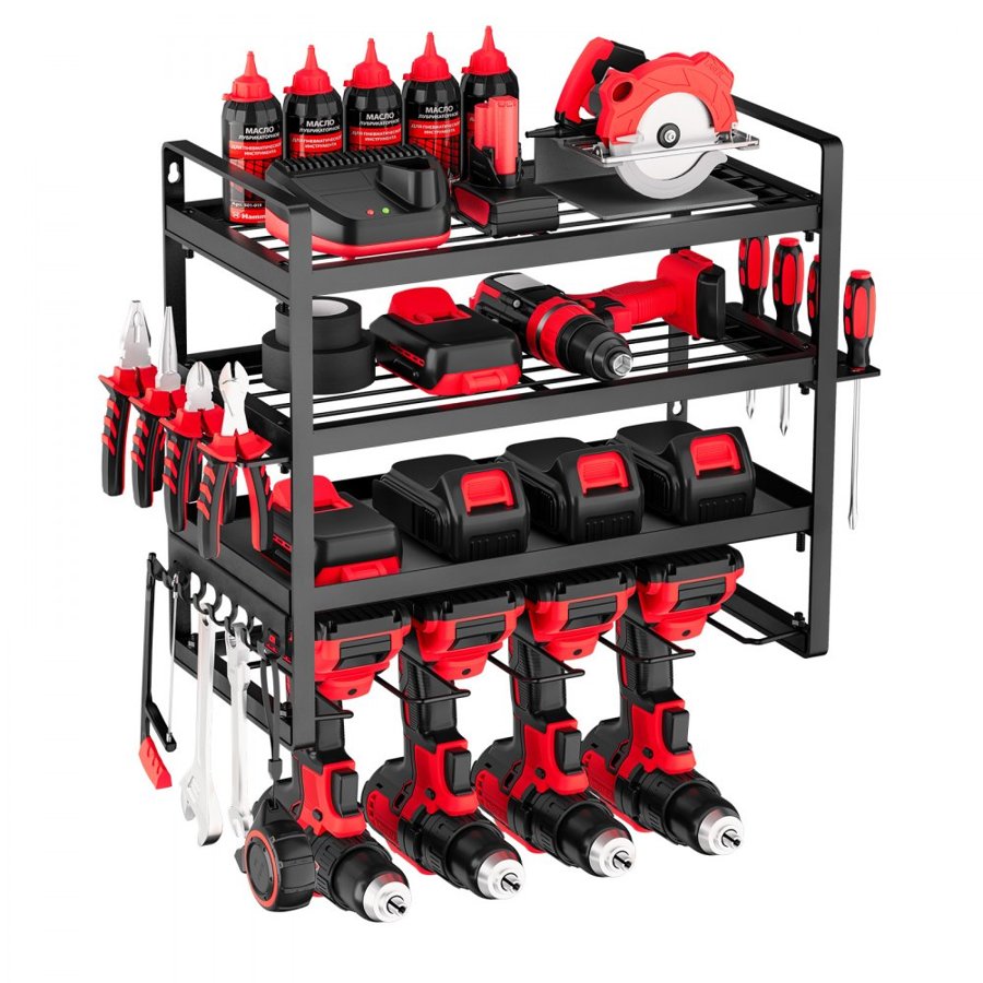 VEVOR Wall Mount Power Tool Organizer - 4-Layer, 50+ Tools