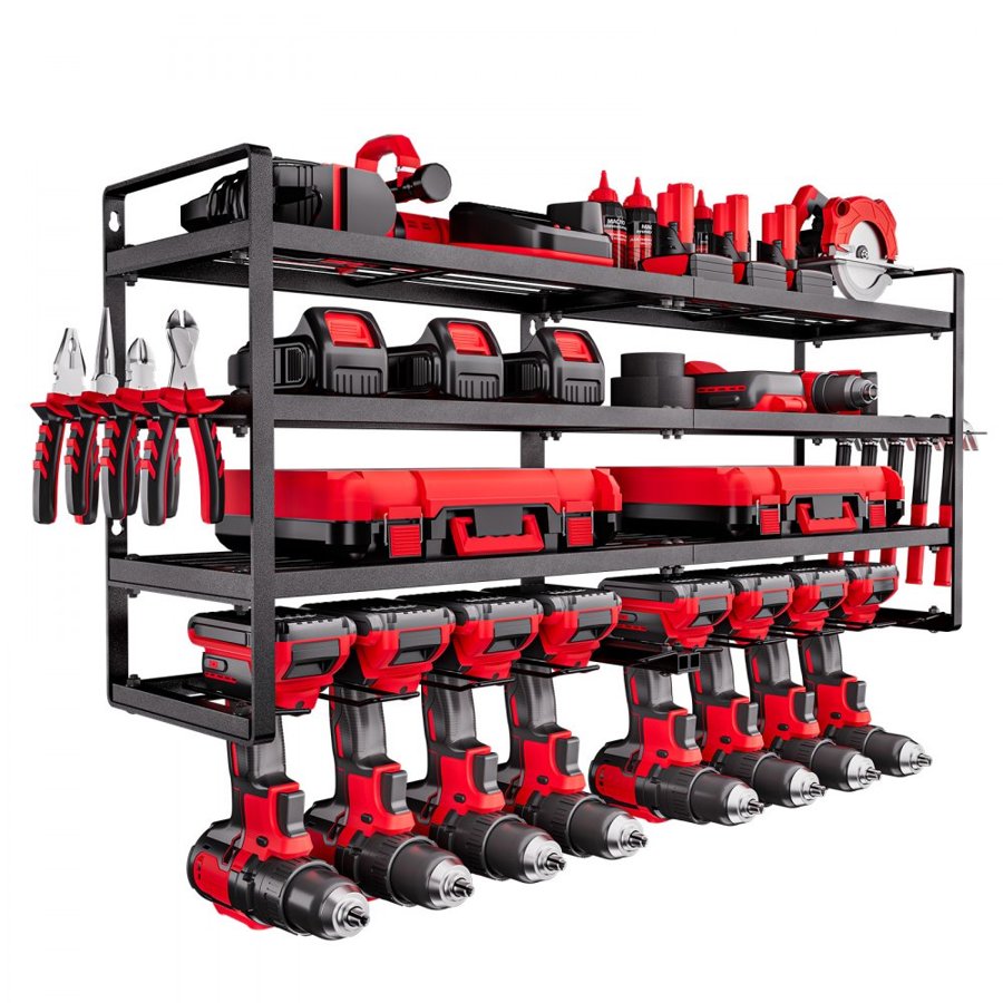 VEVOR Wall Mounted Power Tool Organizer – 4-Layer Rack
