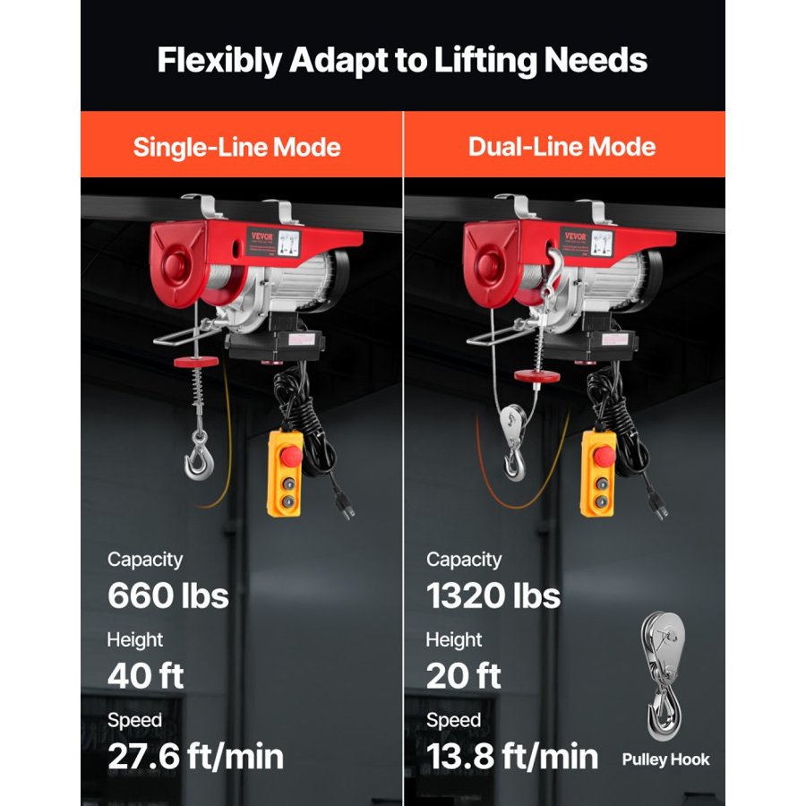 VEVOR Engine Hoist Crane – 1320 lbs, Wireless & Wired Remote
