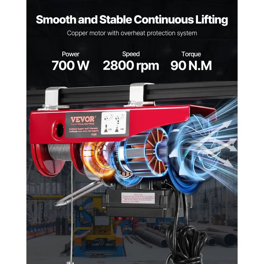 VEVOR Engine Winch Hoist – 440 lbs, Dual Remote Control