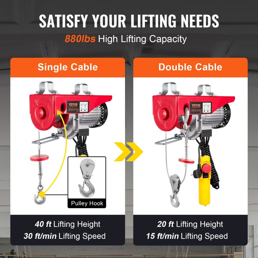 VEVOR Electric Garage Hoist – 1760 lbs, 14 ft Wired Remote