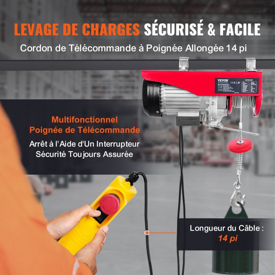 VEVOR Electric Garage Hoist 1150W 220V Wired Remote Control