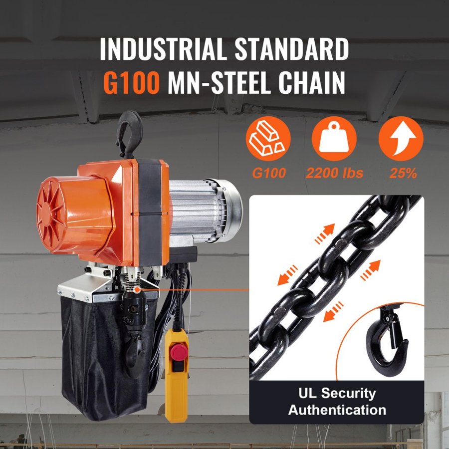 VEVOR Overhead Crane Chain Hoist – 2200 lbs, 10 ft, 230V