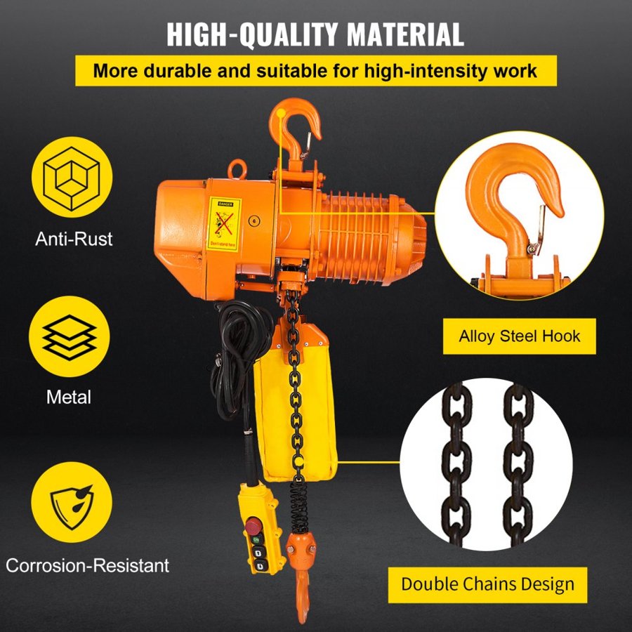 VEVOR Single Phase Electric Hoist – 2200 lbs, 1.1KW