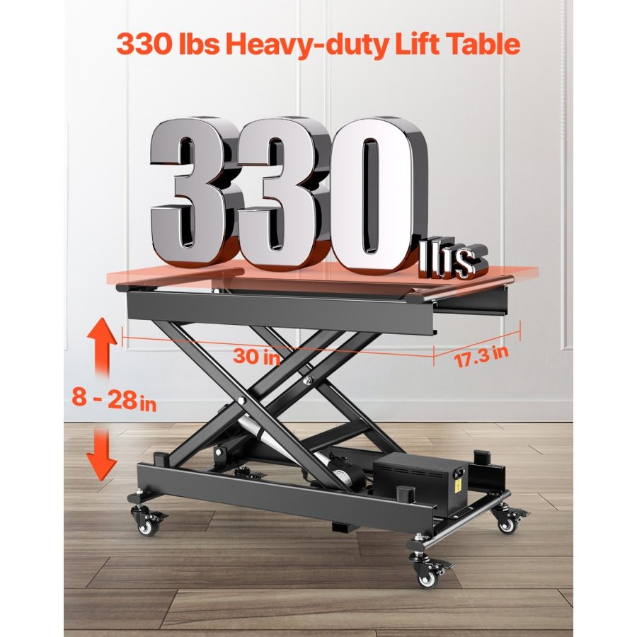 VEVOR Electric Lift Table on Wheels – 330 lbs, 8-28 in
