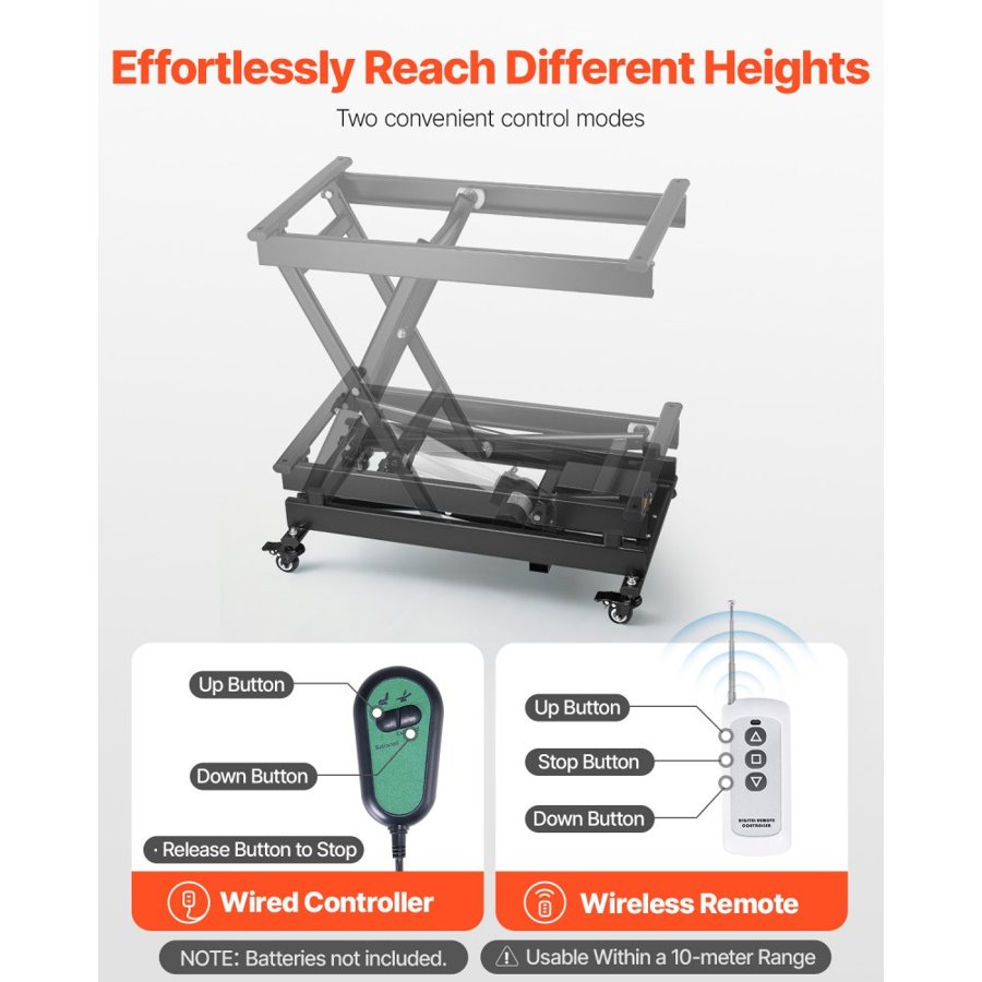 VEVOR Electric Lift Table on Wheels – 330 lbs, 8-28 in