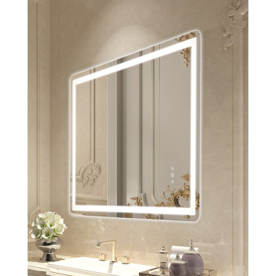 VEVOR LED Bathroom Mirror, 70 x 100 cm LED Bathroom Vanity Mirror with Frontlit and Backlit, Anti-Fog Memory Mirror with Lights, Stepless 3 Colors Temperature Dimmable Bathroom Mirror, Wall Mounted