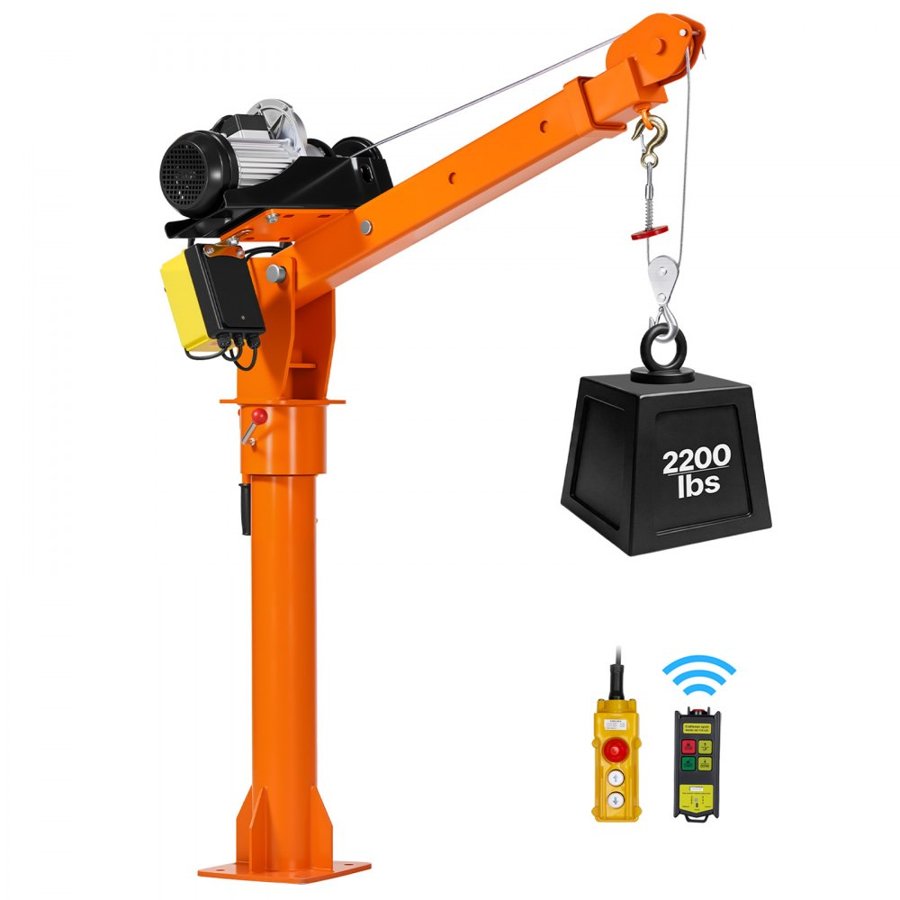 VEVOR Electric Truck Crane, 998 kg Pickup Truck Crane with 998 kg Electric Hoist, 360° Rotating Telescopic Boom, Premium Galvanized Steel, Foldable Pickup Bed Jib Hoist for Machine Lumber Lifting