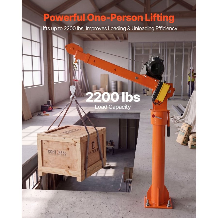 VEVOR Electric Truck Crane, 998 kg Pickup Truck Crane with 998 kg Electric Hoist, 360° Rotating Telescopic Boom, Premium Galvanized Steel, Foldable Pickup Bed Jib Hoist for Machine Lumber Lifting