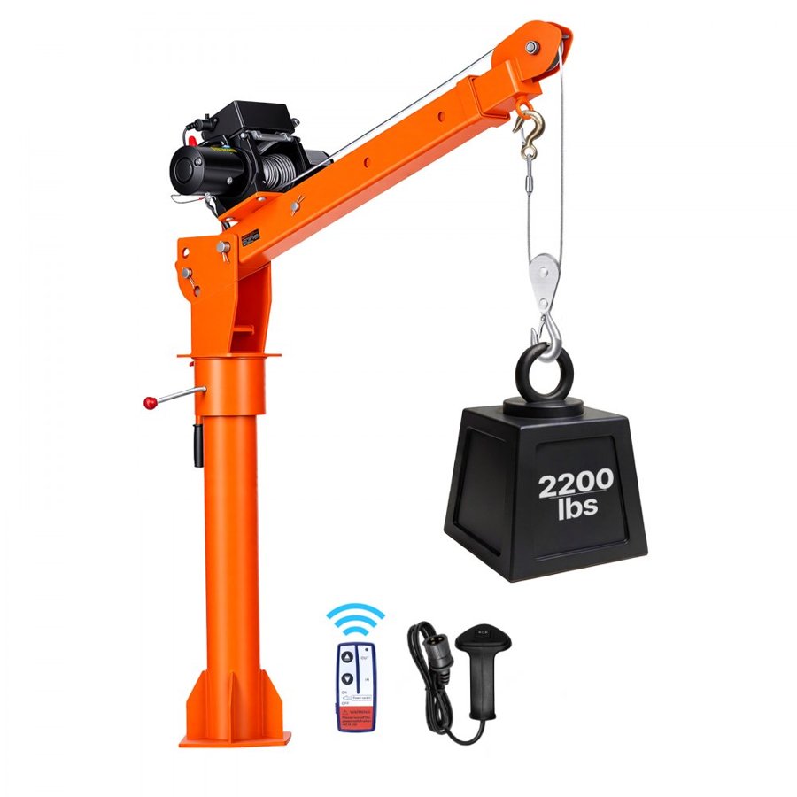 VEVOR Electric Truck Crane, 998 kg Pickup Truck Crane with 12V Electric Winch, 360° Rotating Telescopic Boom, Premium Galvanized Steel, Foldable Pickup Bed Jib for Machine Lumber Attic Lifting