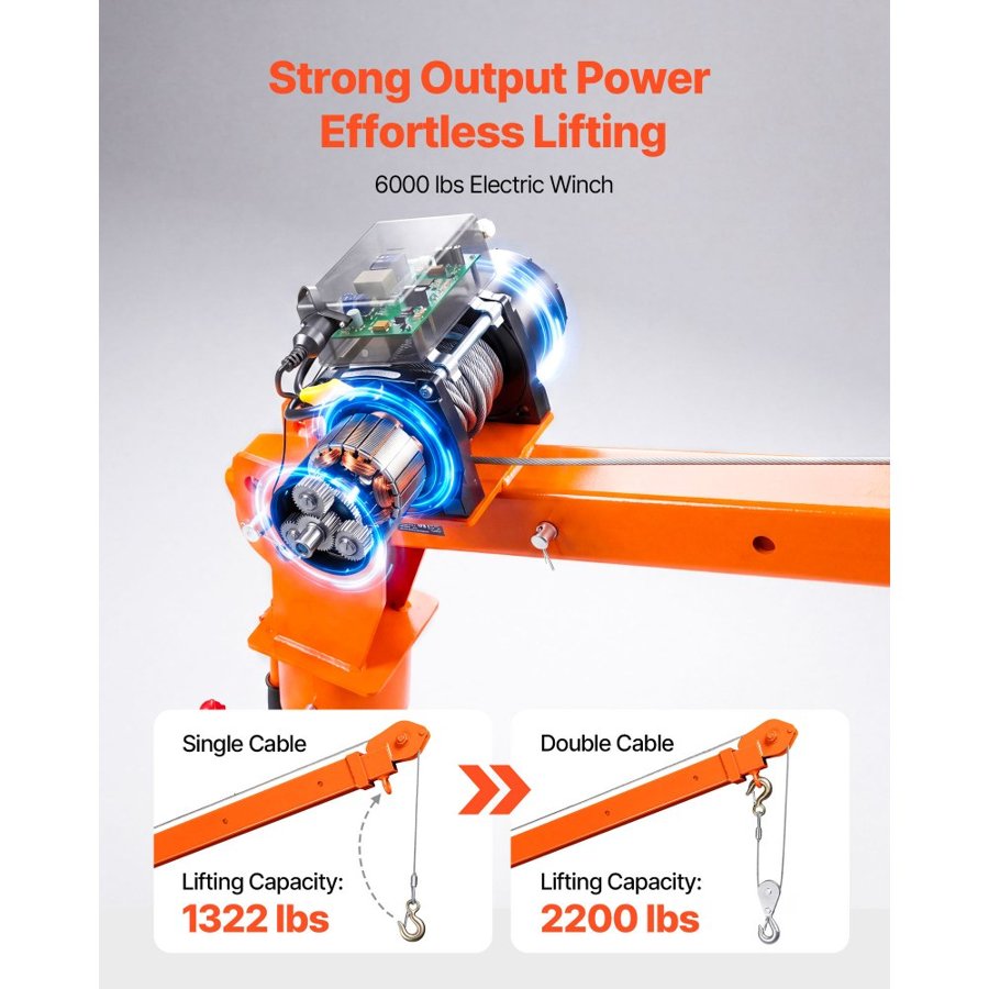 VEVOR Electric Truck Crane, 998 kg Pickup Truck Crane with 12V Electric Winch, 360° Rotating Telescopic Boom, Premium Galvanized Steel, Foldable Pickup Bed Jib for Machine Lumber Attic Lifting