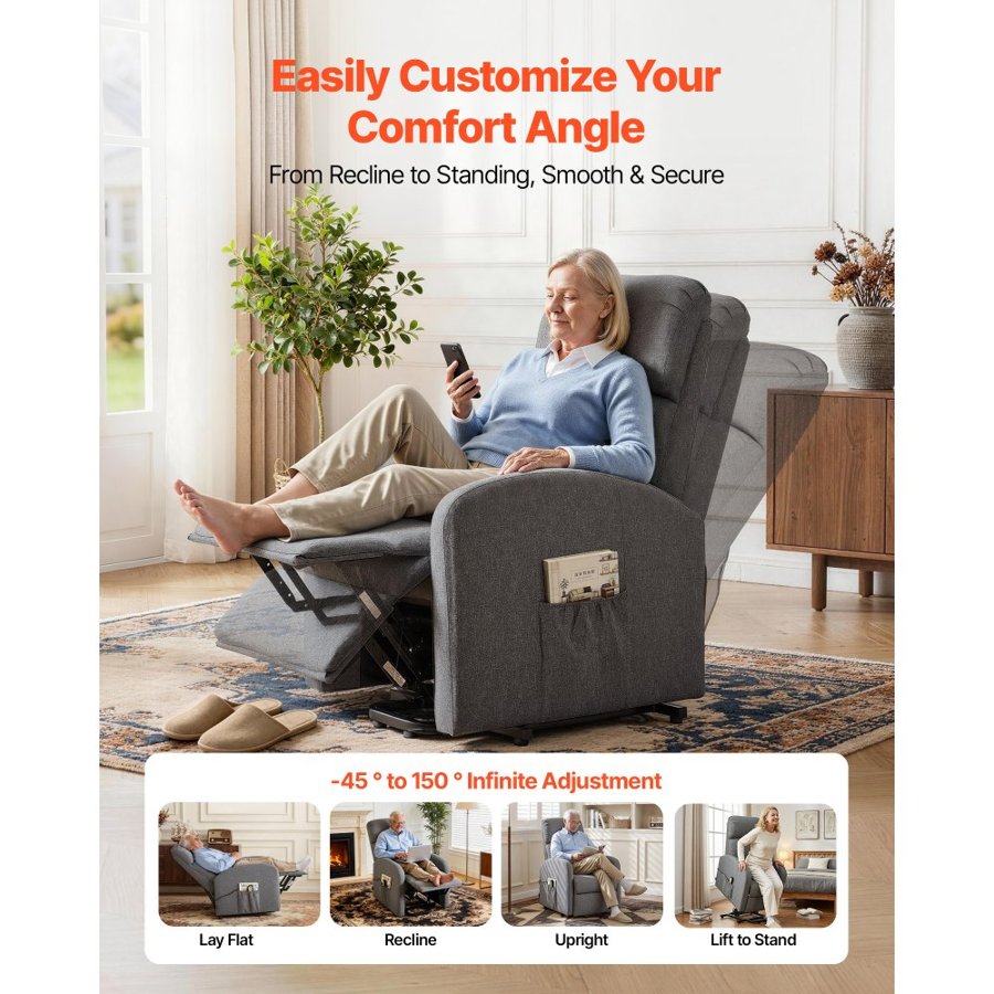 VEVOR Electric Power Lift Chair – SX-81742, 330 lbs, Gray