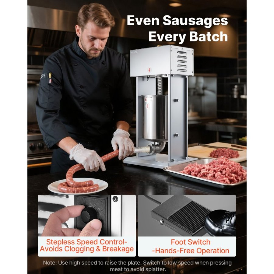 VEVOR Electric Vertical Sausage Stuffer – 200W, 10L