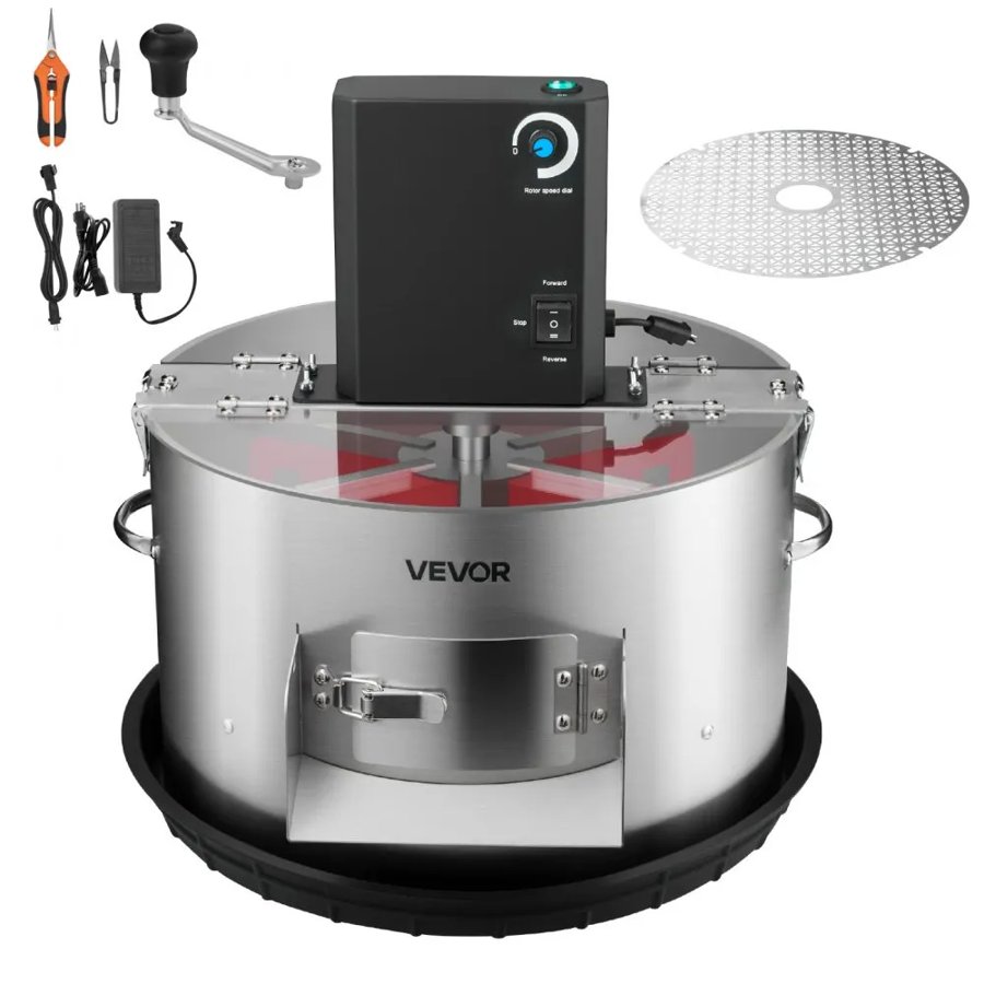 VEVOR Electric Bud Leaf Trimmer, 2-in-1 Manual & Electric, 370mm  Bud Trimmer with Stainless Steel Blades, Visual Cutting, Wet & Dry Hydroponic Cutting Machine with Tray, for Plant Buds Flowers