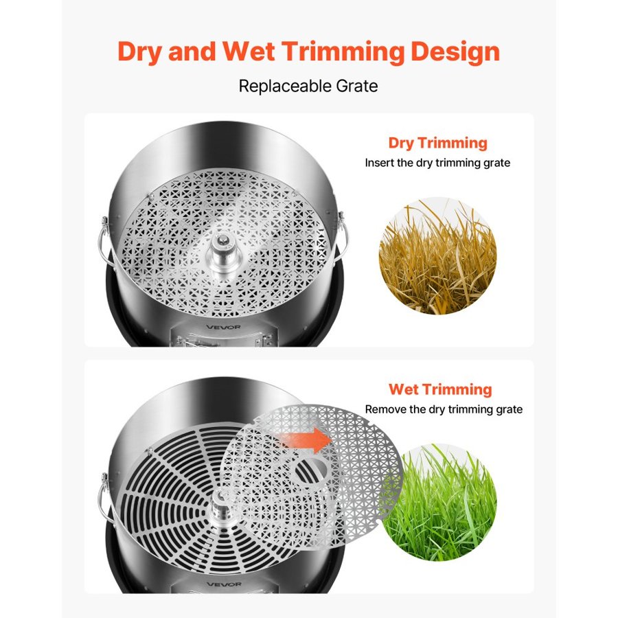 VEVOR Electric Bud Leaf Trimmer, 2-in-1 Manual & Electric, 370mm  Bud Trimmer with Stainless Steel Blades, Visual Cutting, Wet & Dry Hydroponic Cutting Machine with Tray, for Plant Buds Flowers