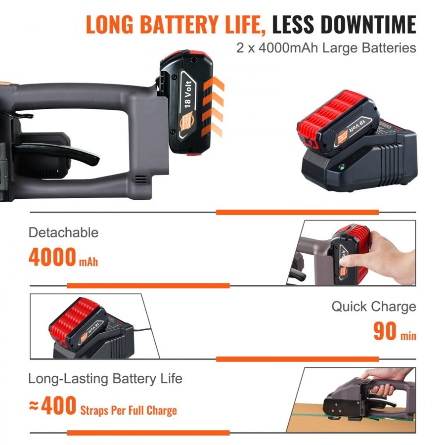 VEVOR Automatic Electric Strapping Machine Tool for PP/PET 1-1.9 cm Straps
