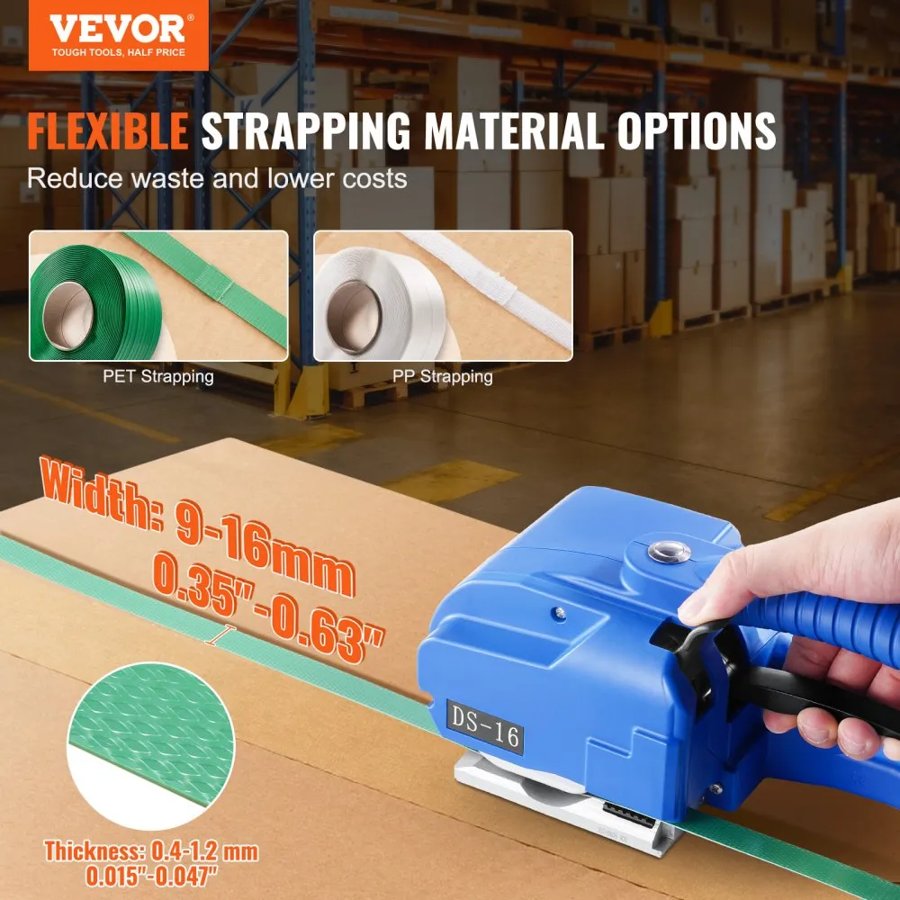 VEVOR Automatic Electric Strapping Machine Tool for PP/PET 0.9-1.6 cm Straps