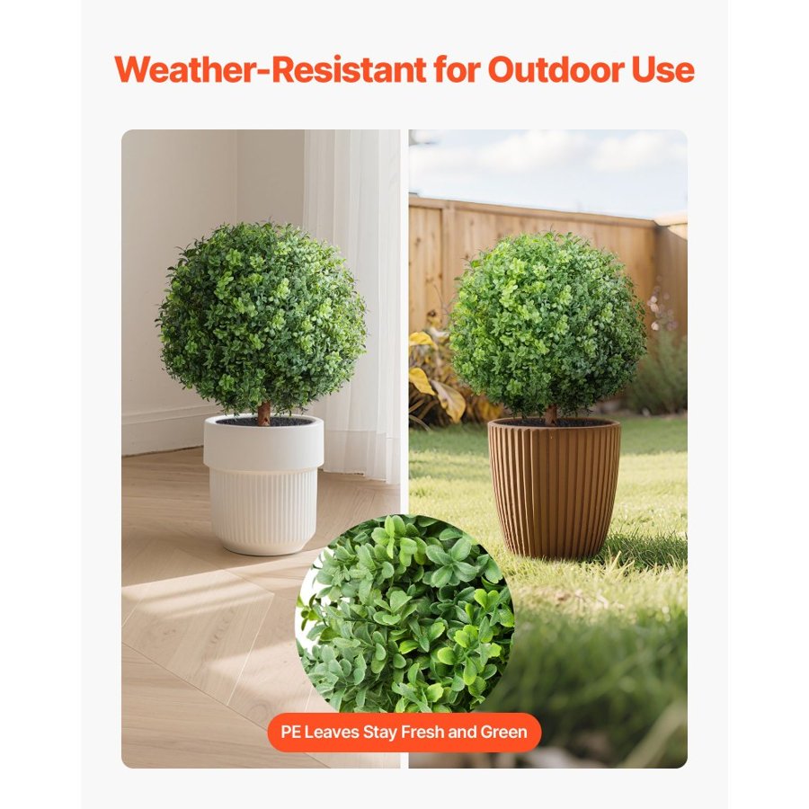 VEVOR Artificial Topiary Boxwood Trees – 22 Inch, 2 Set