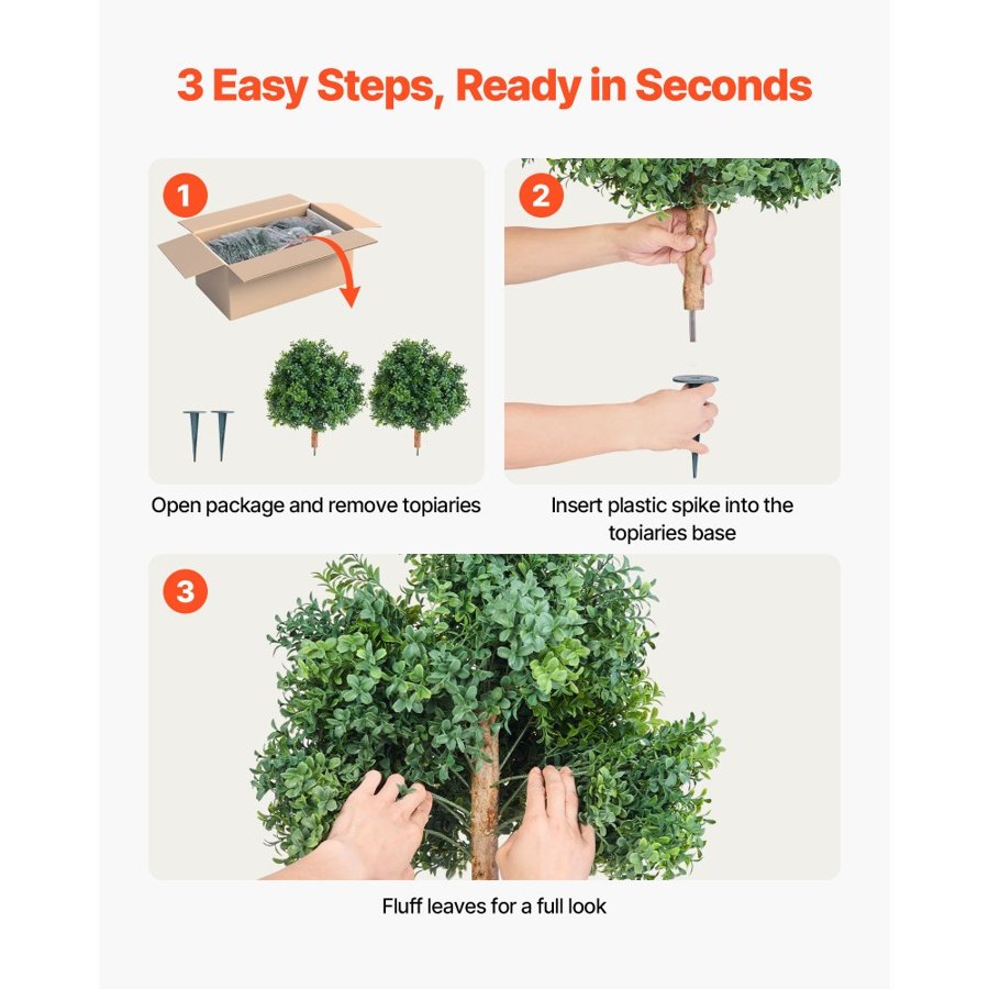VEVOR Artificial Topiary Boxwood Trees – 22 Inch, 2 Set