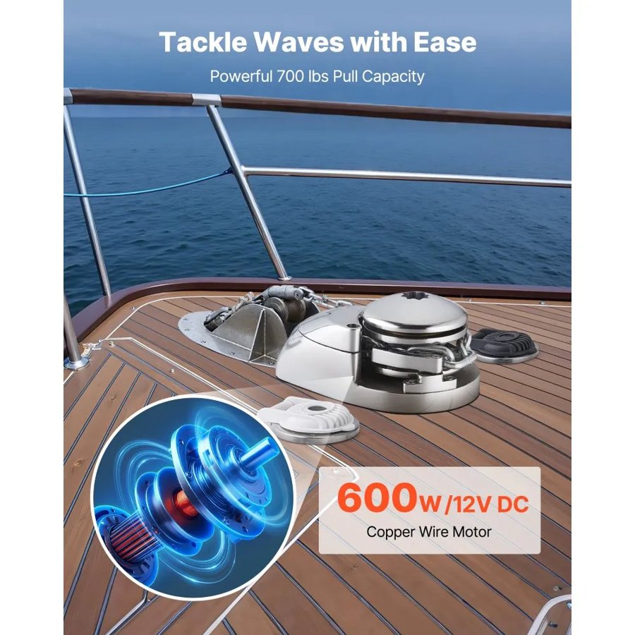 VEVOR Windlass Anchor – 12V DC, 1100W, 65 ft/min