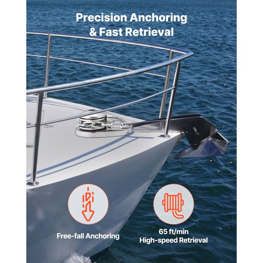 VEVOR Windlass Anchor – 12V DC, 1100W, 65 ft/min