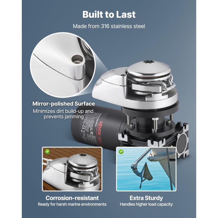 VEVOR Windlass Anchor – 12V DC, 1100W, 65 ft/min