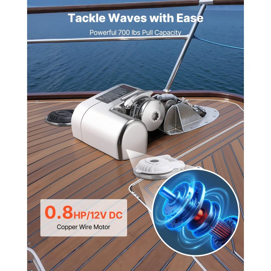 VEVOR Windlass for Boats – 12V 600W, 573 lb Pull Power