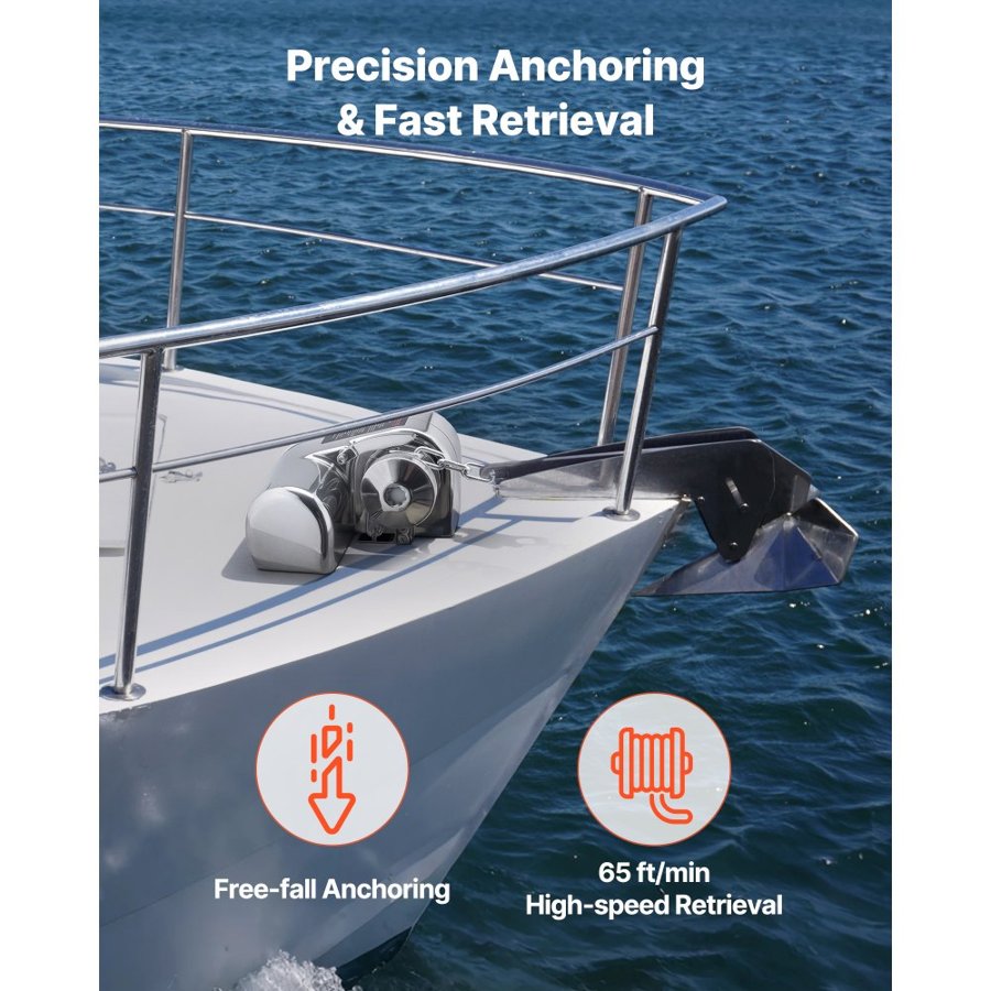 VEVOR Windlass for Boats – 12V 600W, 573 lb Pull Power