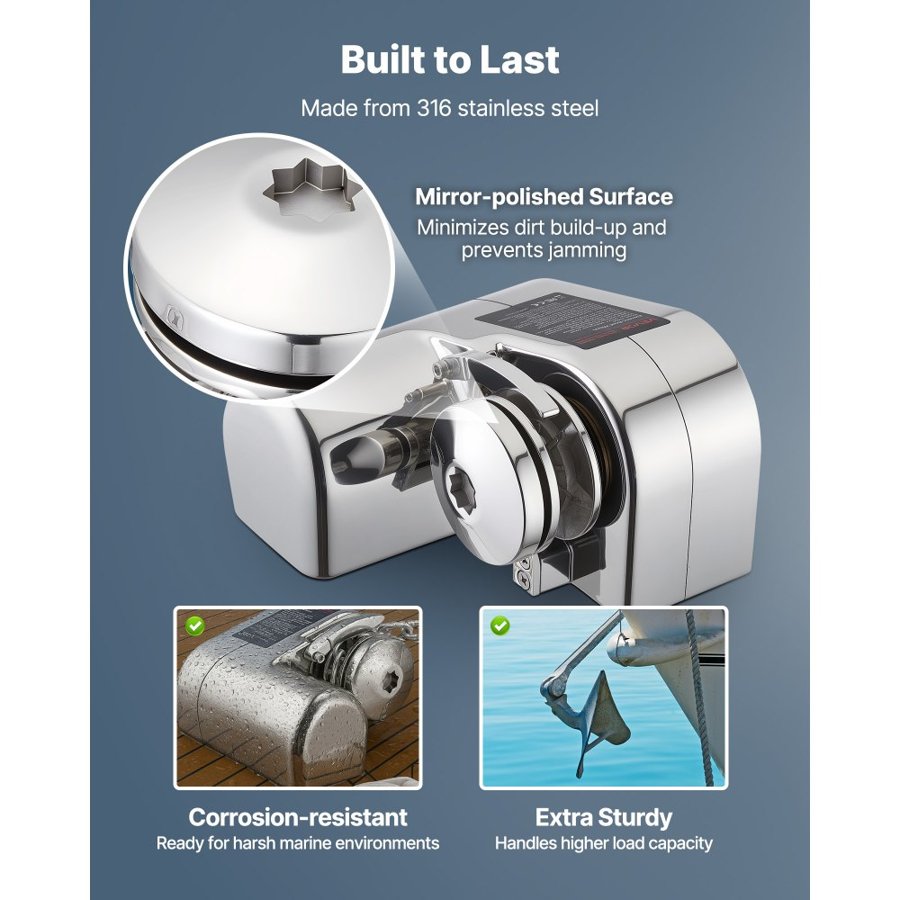 VEVOR Windlass for Boats – 12V 600W, 573 lb Pull Power