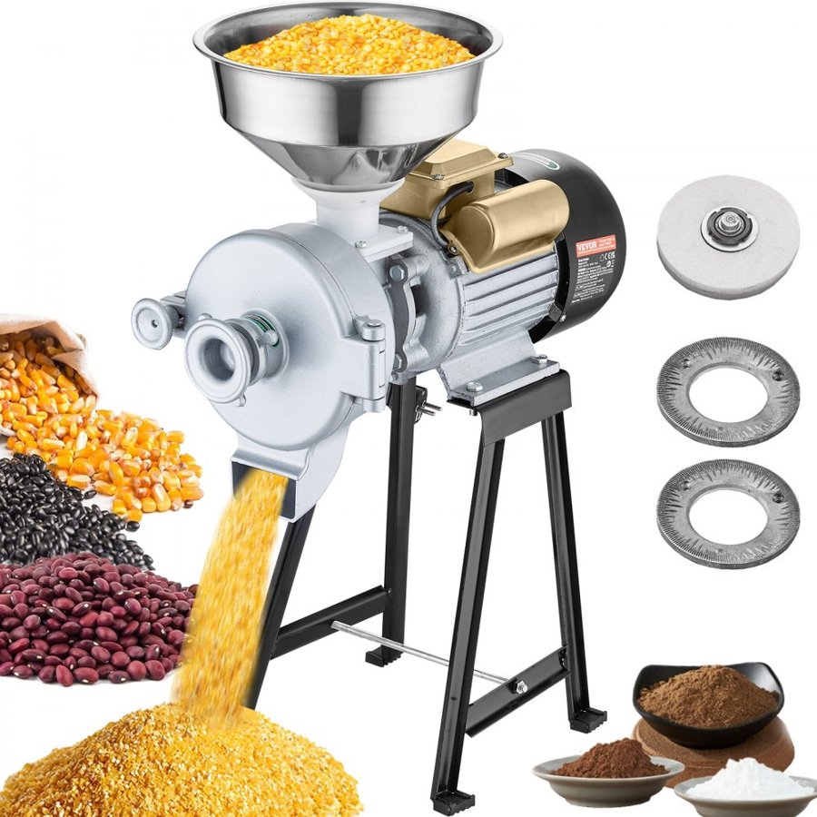 VEVOR Grain Powder Machine – 3000W, Dual Disc, 50 kg/hr