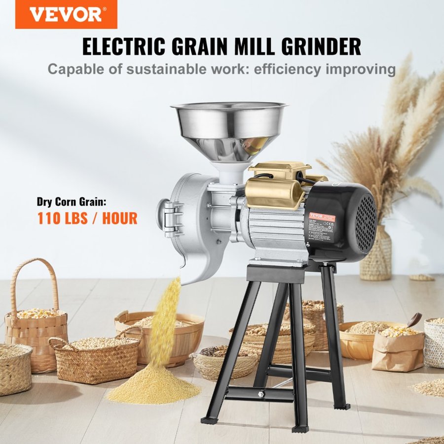 VEVOR Grain Powder Machine – 3000W, Dual Disc, 50 kg/hr