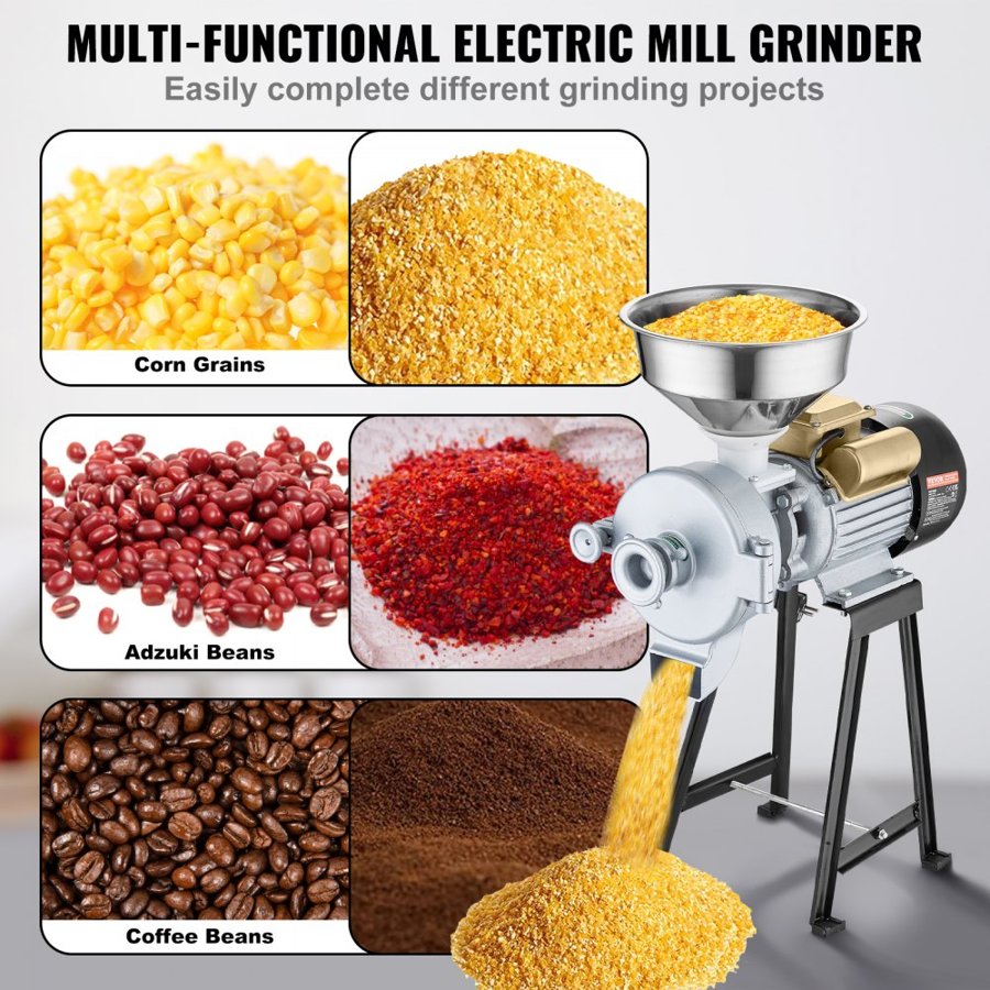 VEVOR Grain Powder Machine – 3000W, Dual Disc, 50 kg/hr