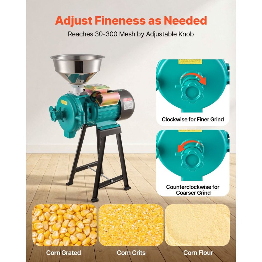 VEVOR Corn Pulverizer Machine – 2200W, 50kg/Hour, 30-300Mesh