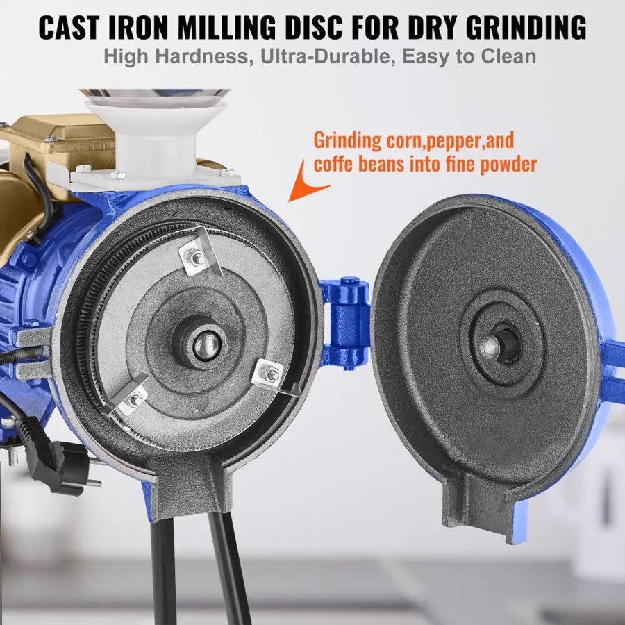 VEVOR Commercial Corn Mill Grinder – 3000W, Cast Iron Plates