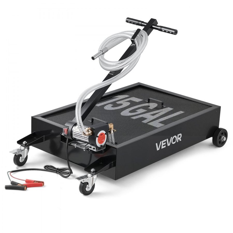 VEVOR Rolling Oil Drain Pan – 15 Gallon, 12V, 7.2 ft Hose