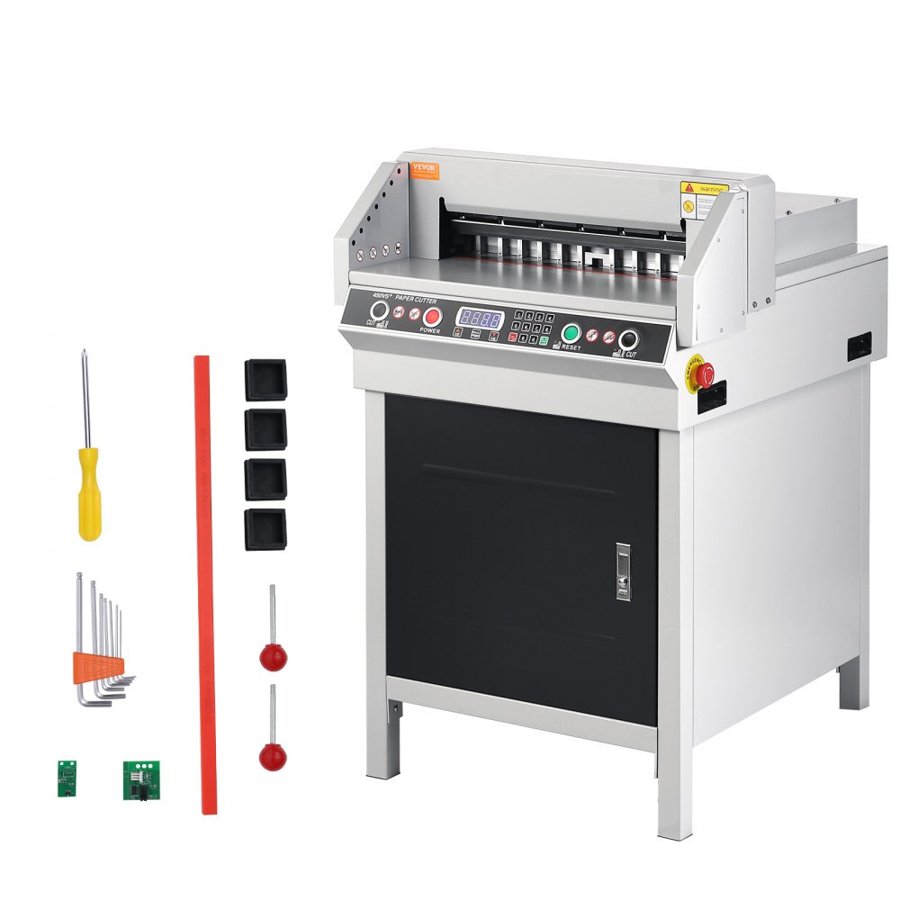 VEVOR Electric Hydraulic Paper Cutter, Heavy Duty Paper Cutter Machine, 1.57 in / 40 mm Cutting Thickness, 18 in / 457.2 mm Cutting Width, Industrial Paper Trimmer with Button Control