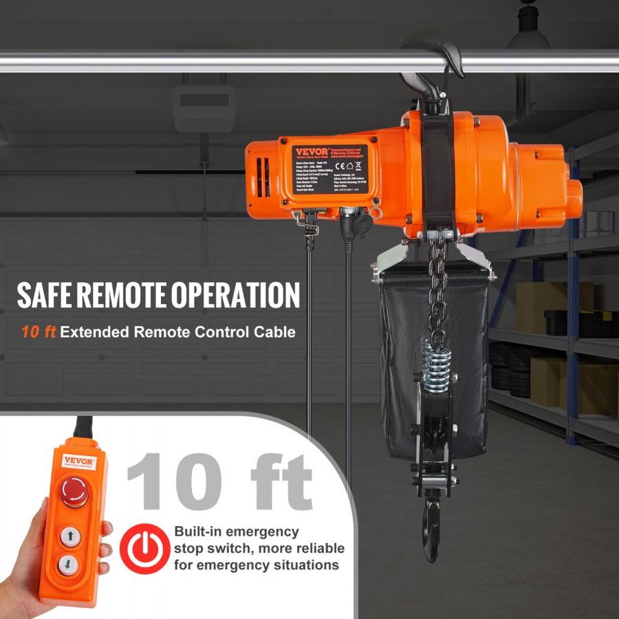 VEVOR Ceiling Mounted Electric Hoist – 2200 lbs, 10 ft Lift