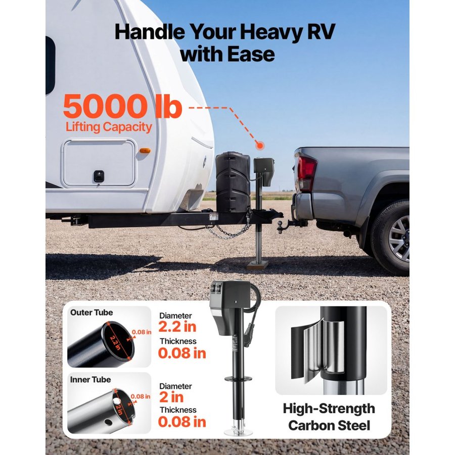 VEVOR 5000 lb Electric Trailer Jack – Drop Leg, 13-Pin