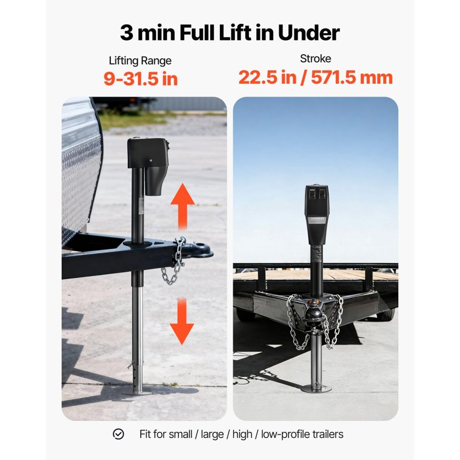 VEVOR 5000 lb Electric Trailer Jack – Drop Leg, 13-Pin