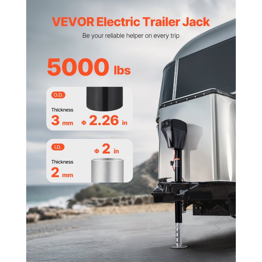 VEVOR A Frame Electric Trailer Jack – 5000 lbs, 10" to 33.8"