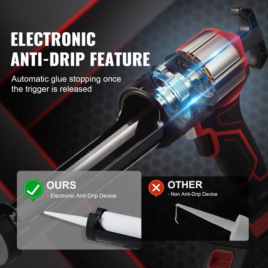 VEVOR Electric Caulk Gun – 20V 10oz/300ml, 4 Speeds