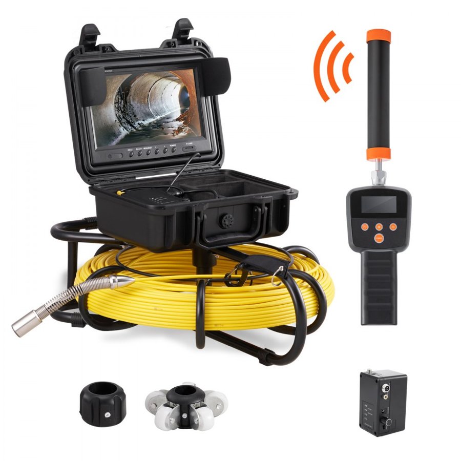 VEVOR Camera for Drain Pipes – 9" 720p, 512Hz Sonde, 300 ft
