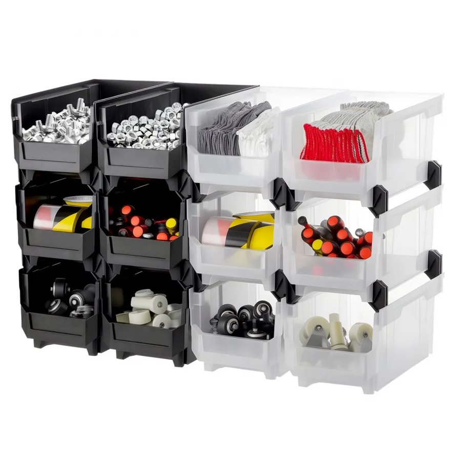 VEVOR Plastic Stackable Storage Bins – 14.8" x 8.5" x 7.1"