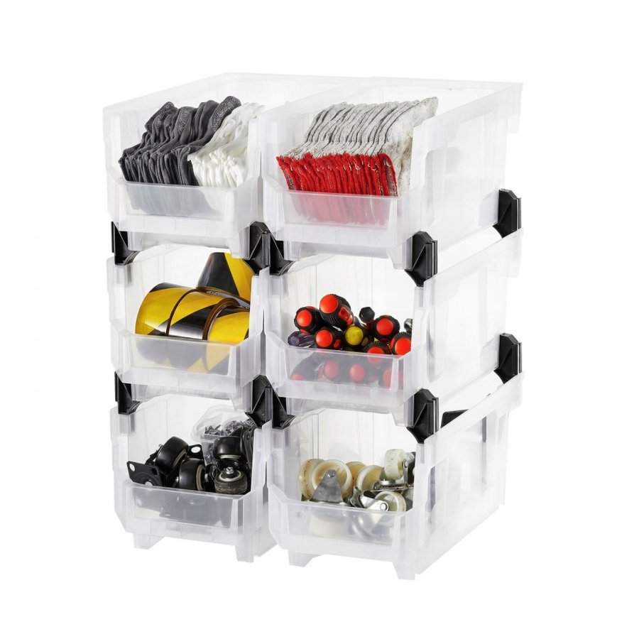VEVOR Open Front Plastic Storage Bins – 14.8" x 8.5" x 7.1"