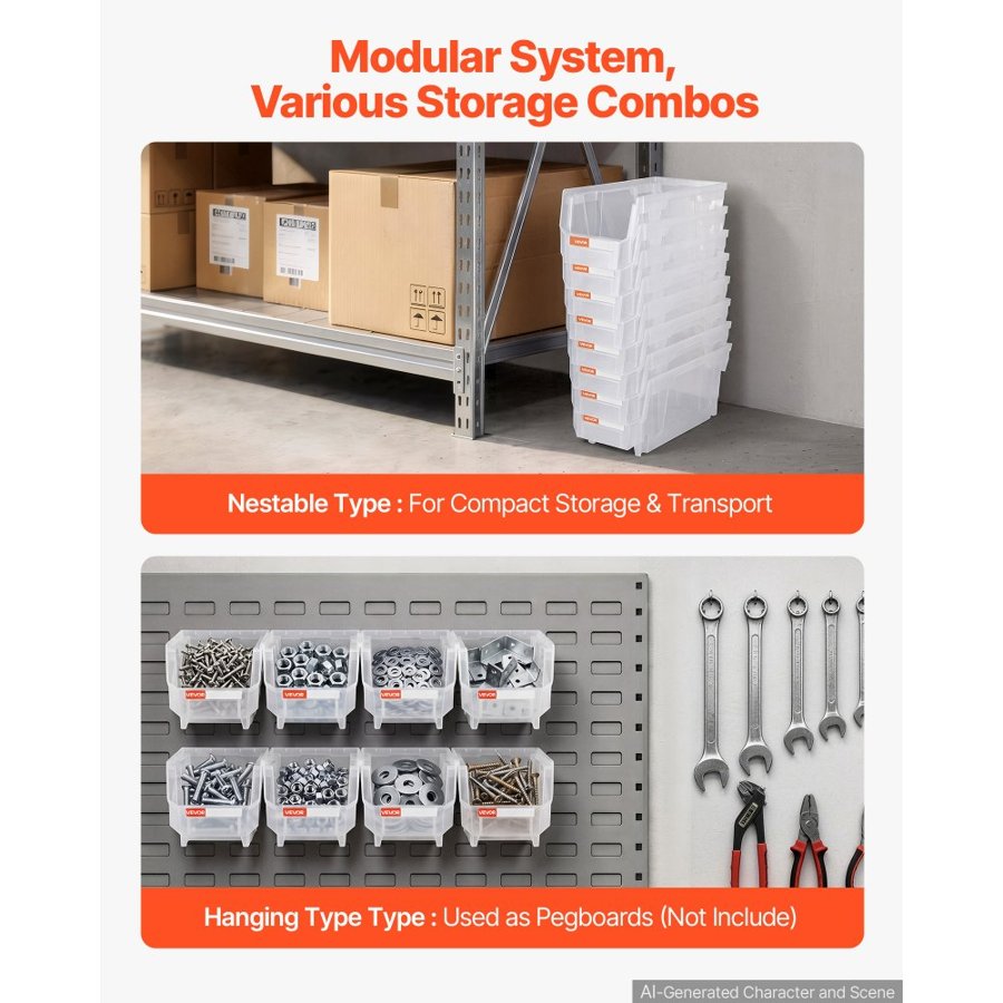 VEVOR Stackable Small Storage Bins – 10.9 x 5.5 x 5.1 Inch