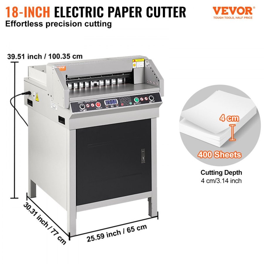 VEVOR 18" 450mm Paper Cutter Cutting Machine Office Electric  Heavy Duty