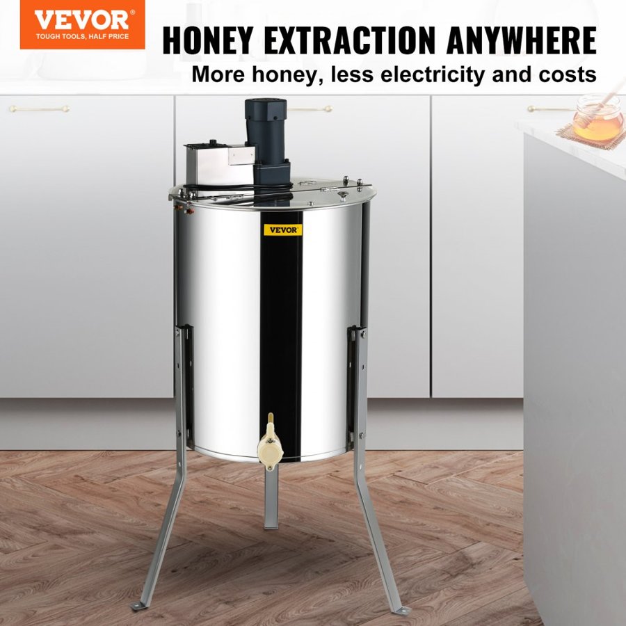 VEVOR Electric Honey Extractor – 4/8 Frames, 140W, 1300 RPM