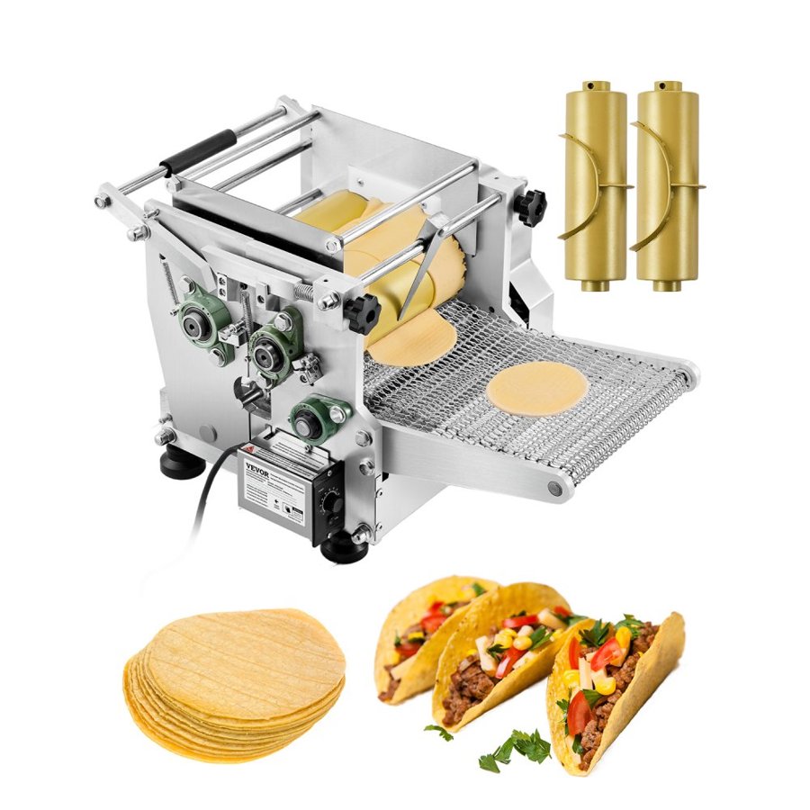 VEVOR Electric Tortilla Maker, Automatic Corn Tortilla Making Machine with Non-Stick Coating and Two Molds(4 in + 6 in), Electric Chapatti Machine Suitable for Produce Sopes Pita Tortilla Pizza