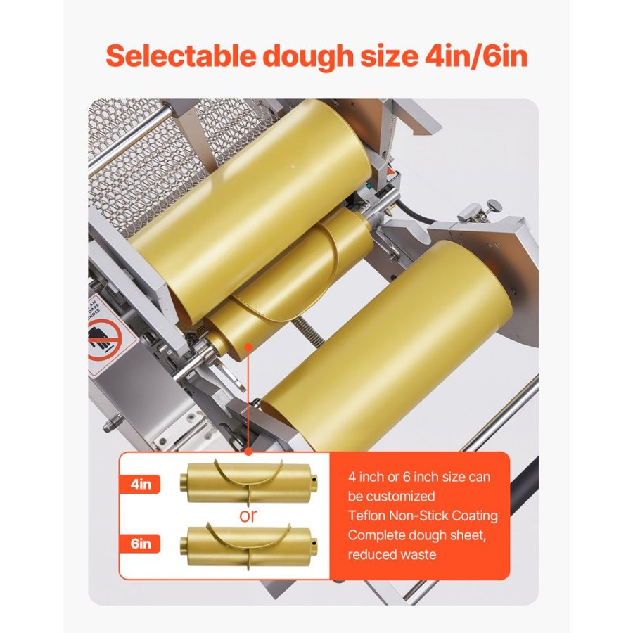 VEVOR Electric Tortilla Maker, Automatic Corn Tortilla Making Machine with Non-Stick Coating and Two Molds(4 in + 6 in), Electric Chapatti Machine Suitable for Produce Sopes Pita Tortilla Pizza